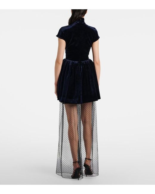 Alaïa Black Polka-Dot Mesh Wide-Leg Pants