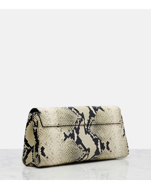 Khaite Metallic Audrey Snake-Effect Leather Clutch