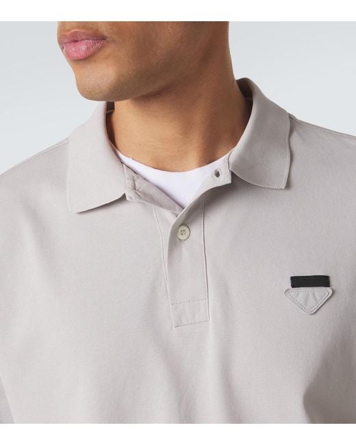 Prada White Layered Cotton Pique Polo Shirt for men
