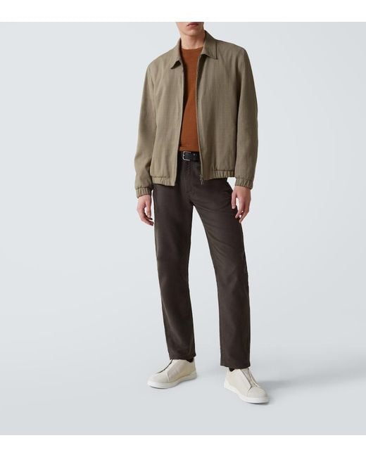 Zegna Natural Triple Stitch Leather Sneakers for men