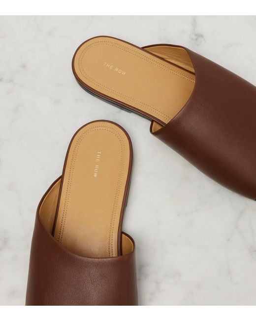 The Row Brown Signum Leather Slides