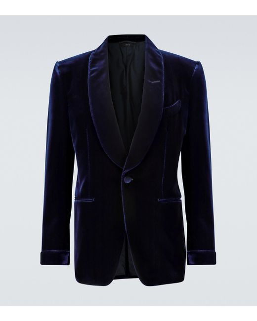 Tom Ford Shelton Velvet Cocktail Blazer in Blue for Men | Lyst Canada