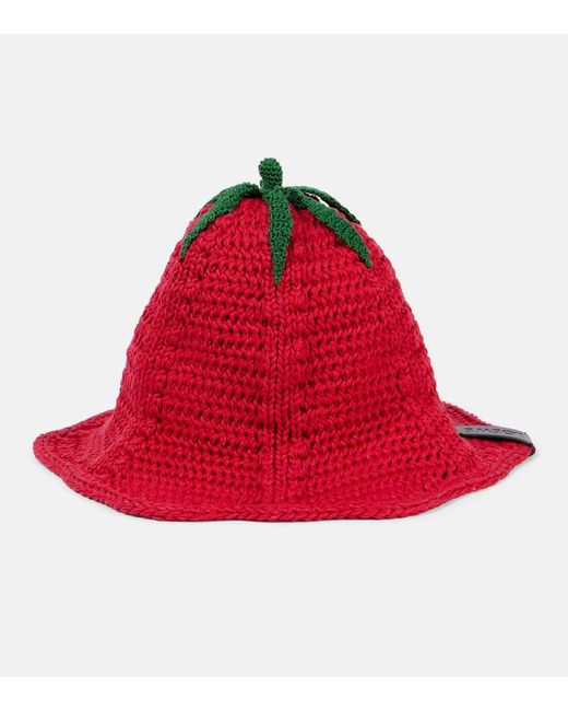 Loewe Red Tomato Crochet Cotton Bucket Hat