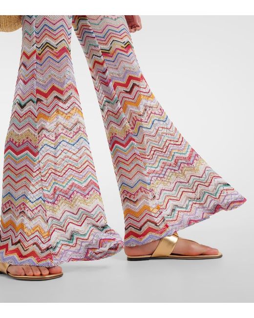 Missoni Pink Zig Zag Low-rise Lame Flared Pants