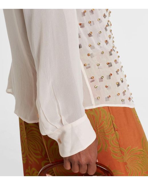 Dries Van Noten Natural Hemd Mit Kristallen