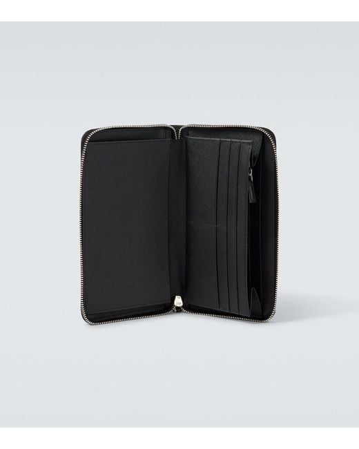 Prada Black Logo Saffiano Leather Wallet for men