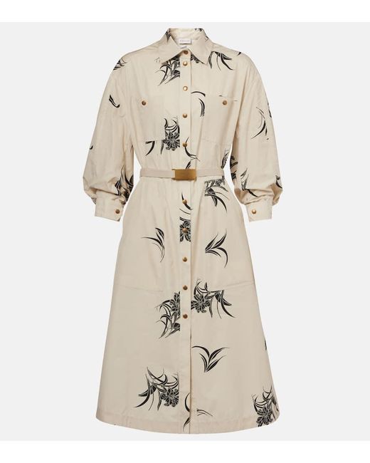 Moncler Natural Hemdblusenkleid Aus Baumwollpopeline