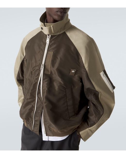 Sacai Green Cotton Chino And Twill Blouson Jacket for men