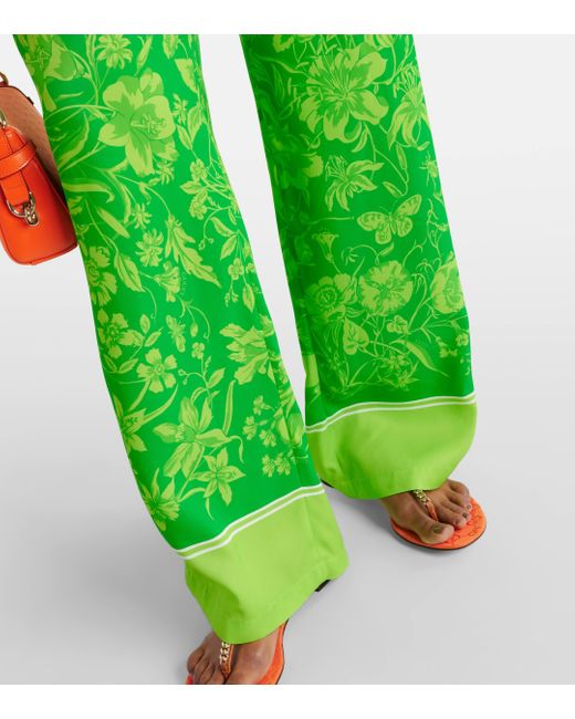 Pantalon ample a fleurs Gucci en coloris Green
