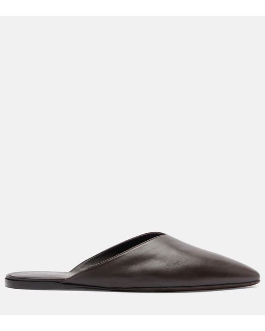 Herbert Levine Brown Homebody Leather Mules