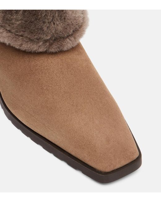 Totême  Brown Shearling-Lined Suede Ankle Boots