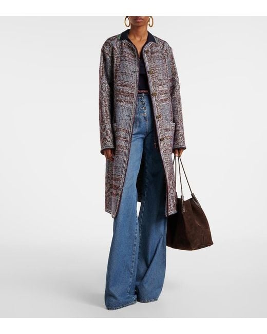 Abrigo De Algodon Y Lana En Jacquard Etro de color Gray