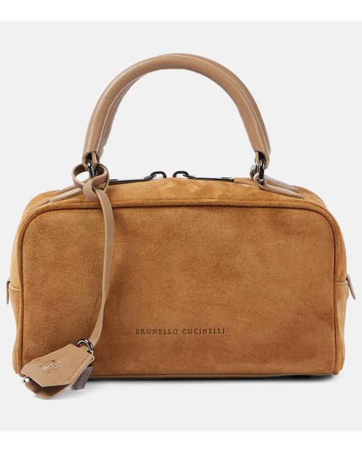 Brunello Cucinelli Brown Tote Small Aus Veloursleder