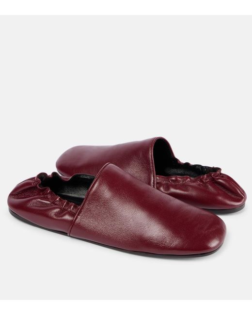 Khaite Purple Banks Leather Slip-On Shoes