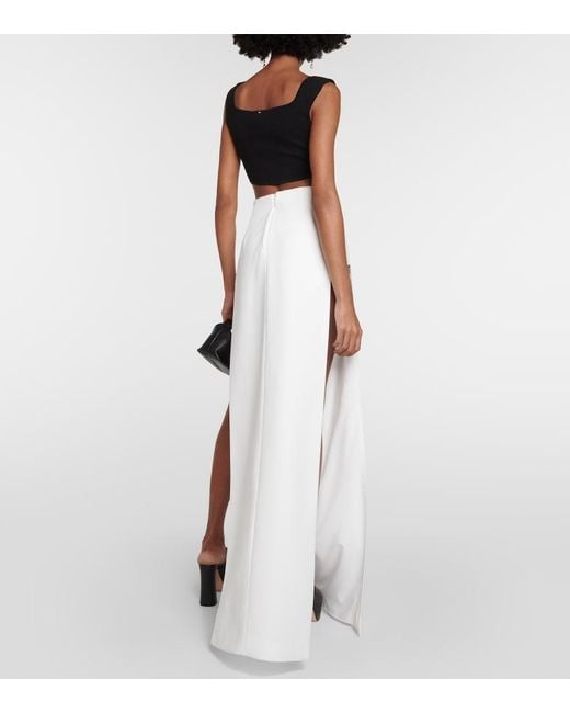 Monot White Side-Slit Jersey Maxi Skirt