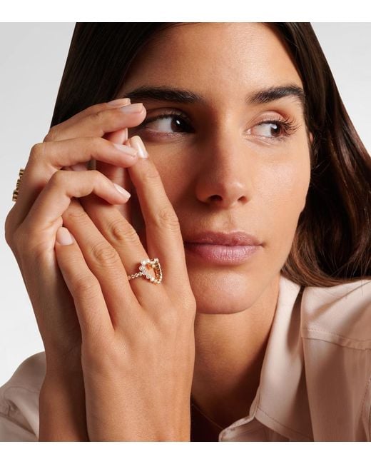 Sophie Bille Brahe White Ensemble Coeur 18Kt Signet Ring With Diamonds