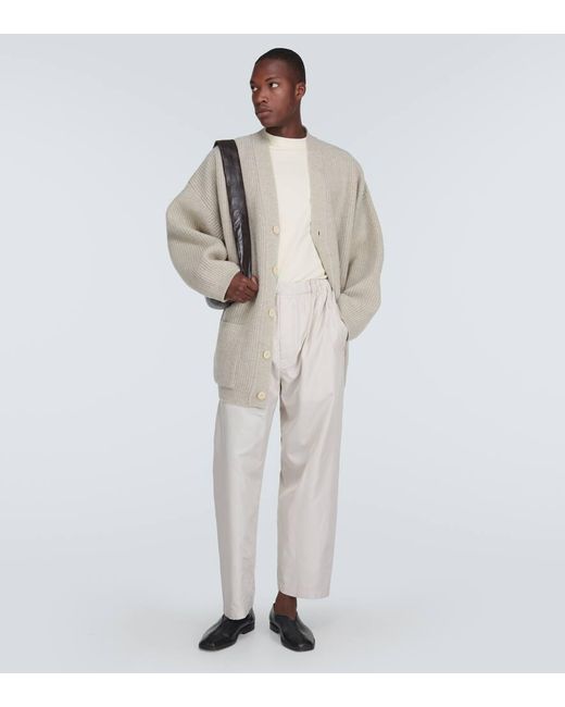 Pantalones rectos de seda Lemaire de hombre de color White