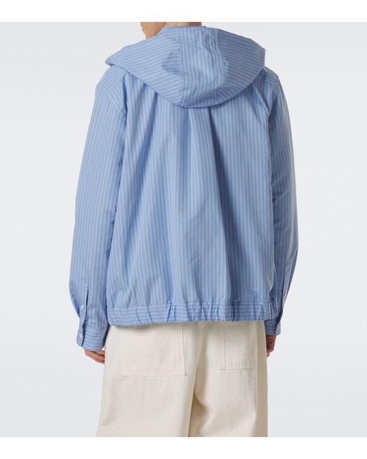Sacai Blue Striped Cotton-Blend Jacket for men