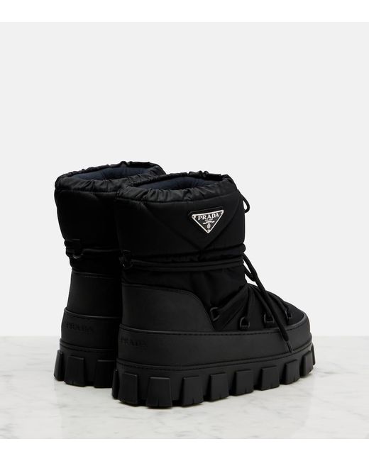 Prada Black Re-Nylon Gabardine Snow Boots