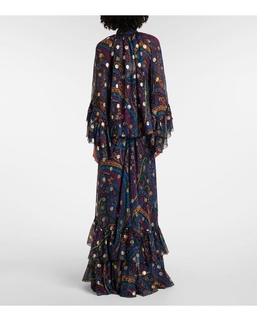 Etro Blue Paisley Silk Shirt