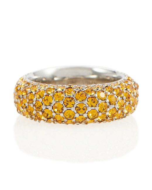 AMINA MUADDI Cameron Crystal-embellished Ring in Metallic | Lyst