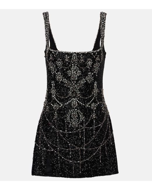 Clio Peppiatt Black Chandelier Embellished Minidress