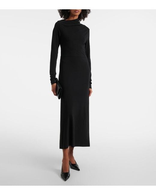 Totême Black Jersey Draped Dress