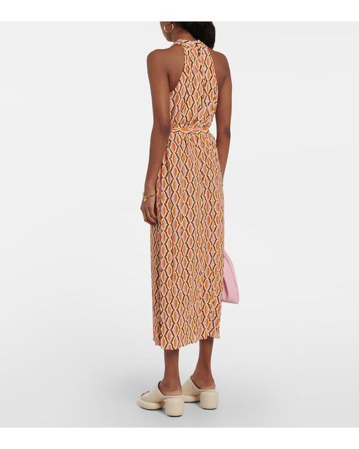Velvet Metallic Caterina Printed Crepe Midi Dress