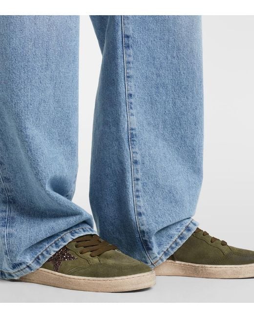 Golden Goose Deluxe Brand Brown Ball Star Glitter Suede Sneakers