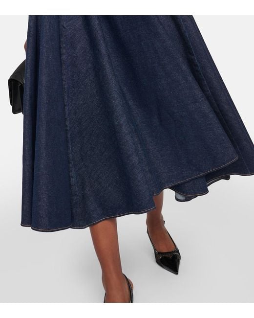 Gonna Midi Di Jeans A Vita Alta di Alaïa in Blue
