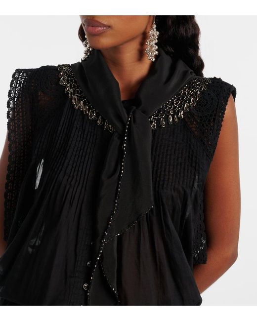Isabel Marant Black Verziertes Tuch Aus Seide