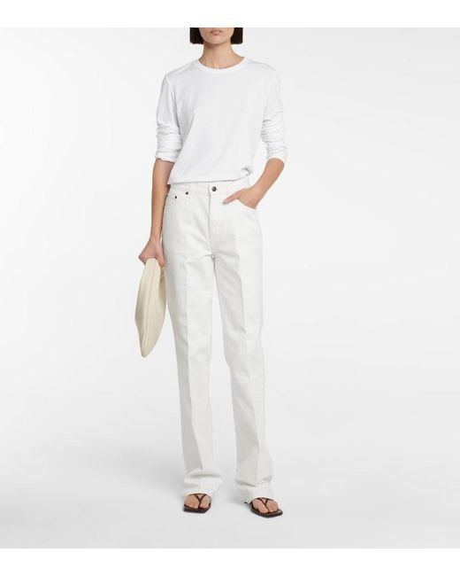 The Row White Shermann Cotton-jersey Top