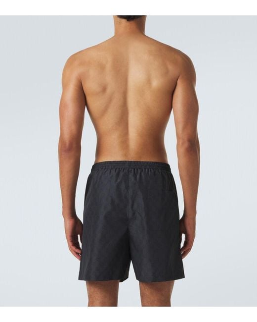 Gucci Blue Gg Poplin Swim Trunks for men