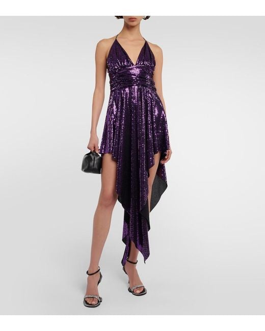 Alexandre Vauthier Purple Dress With Sequins
