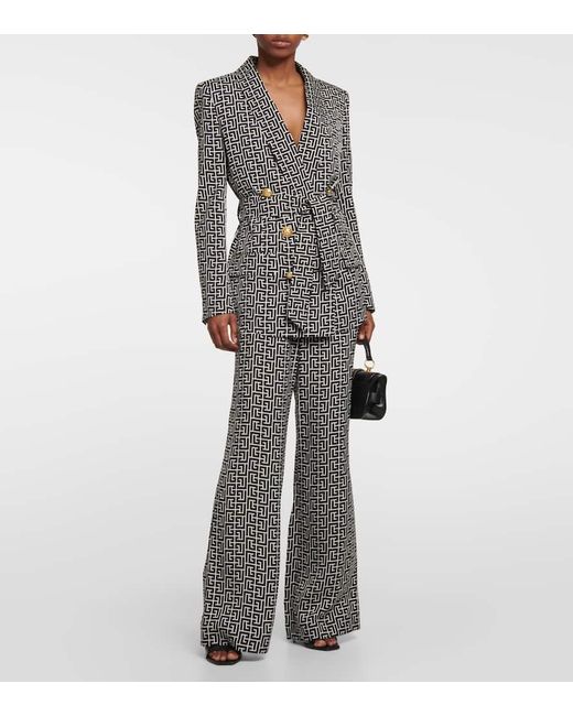 Balmain Black Double-breasted Monogram Jacket