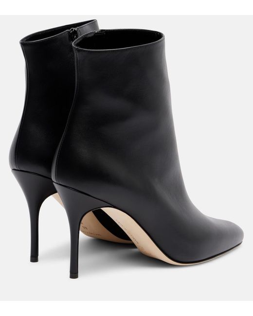 Manolo Blahnik Black Insopo Leather Ankle Boots