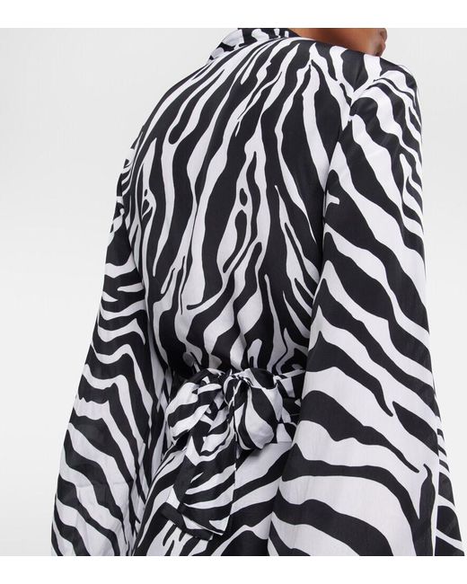 Alexandra Miro Black Tabitha Zebra-print Crop Top