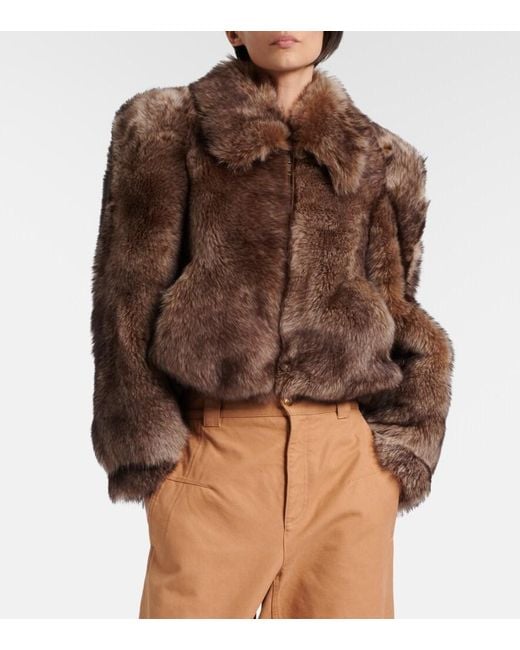 Chloé Brown Cropped Shearling Jacket