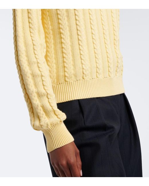 Versace Yellow Medusa Cable-Knit Cotton Sweater