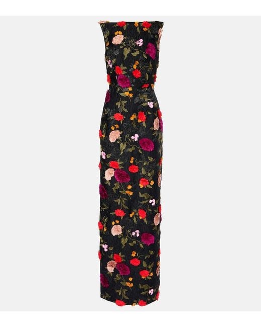 Erdem White Embroidered Jacquard Gown