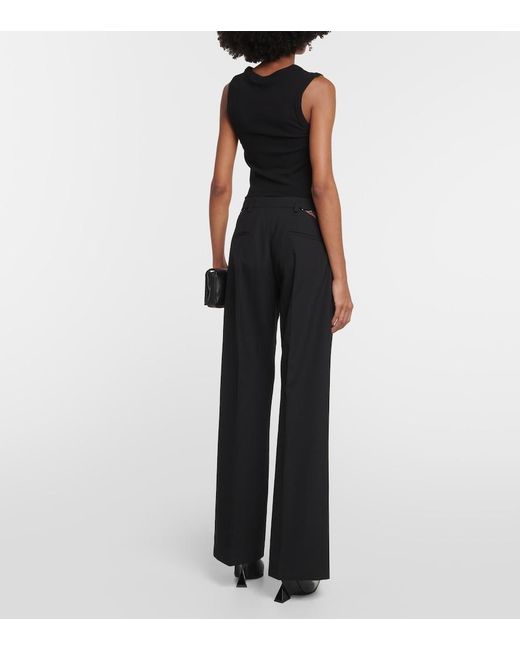Dion Lee Black Cutout Wool Straight Pants
