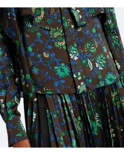 Sacai Green Floral Blouse