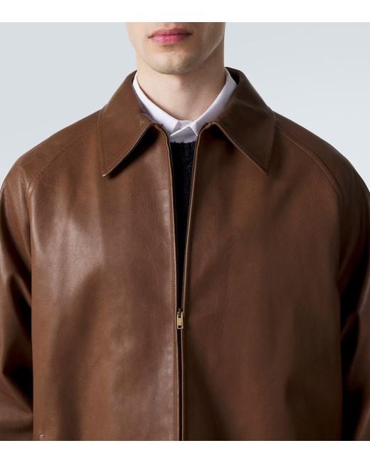 The Row Brown Mount Leather Jacket for men