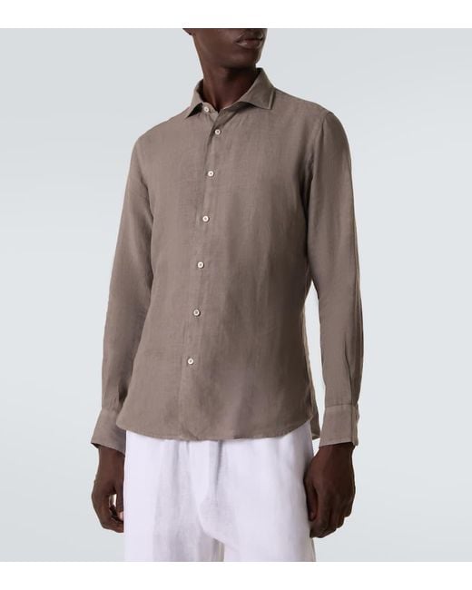 Fedeli Gray Linen Shirt for men