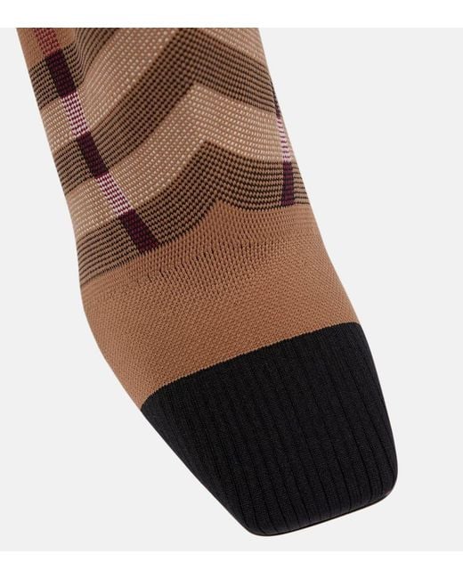 Burberry Brown Knitted Check Sock Boots