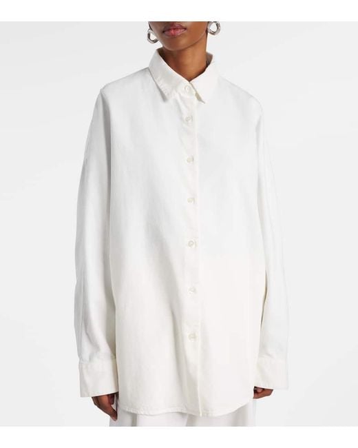 Dries Van Noten White Oversize-Jeanshemd