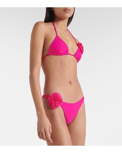 Top De Bikini Triangular Con Aplique Floral SAME de color Pink