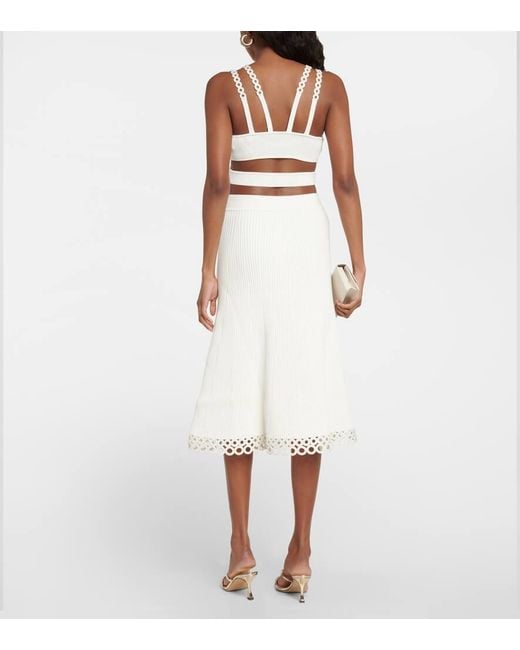 Crop Top Liana Acanalado Jonathan Simkhai de color White