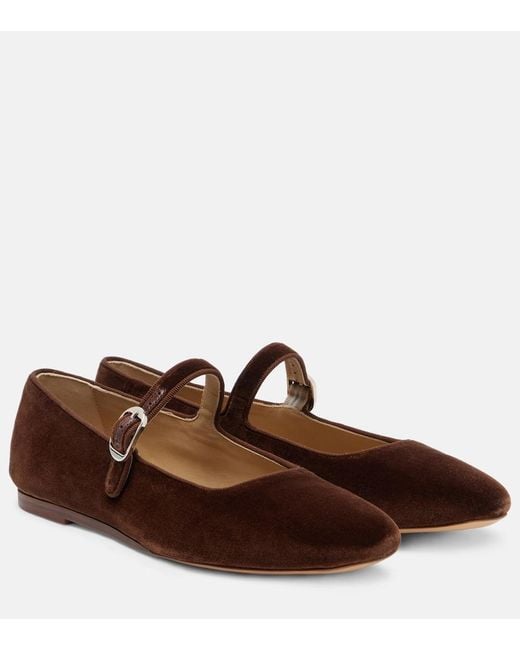 Le Monde Beryl Brown Velvet Mary Jane Flats