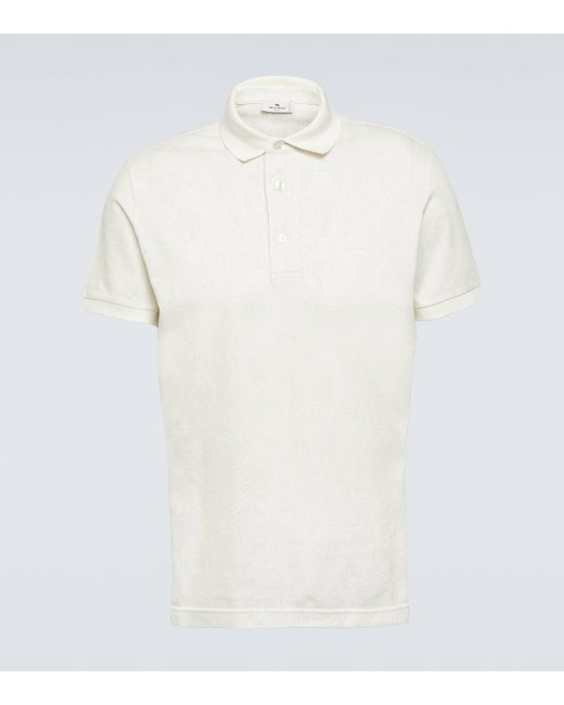 Etro White Paisley Cotton Polo Shirt for men